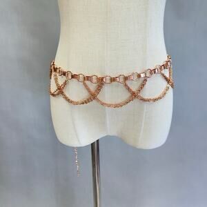 Tuleste rose gold layered chain belt 44" long one size‎ fits most